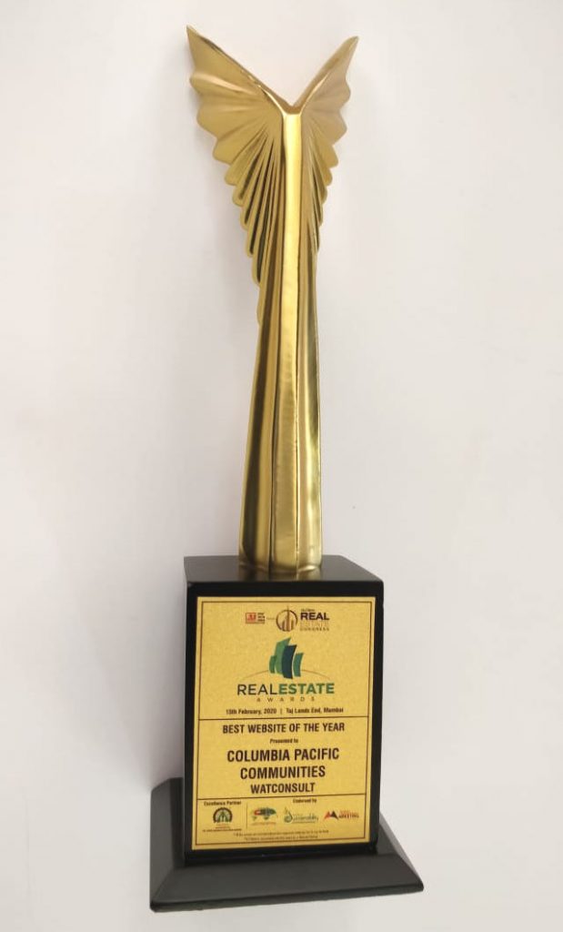 Columbia Pacific Communities wins the Best Website of the Year at The India Property Awards 2020