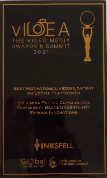 Columbia Pacific Communities wins award for Best Motivational Video Content on Social Media Platforms at vIDEA Awards 2021