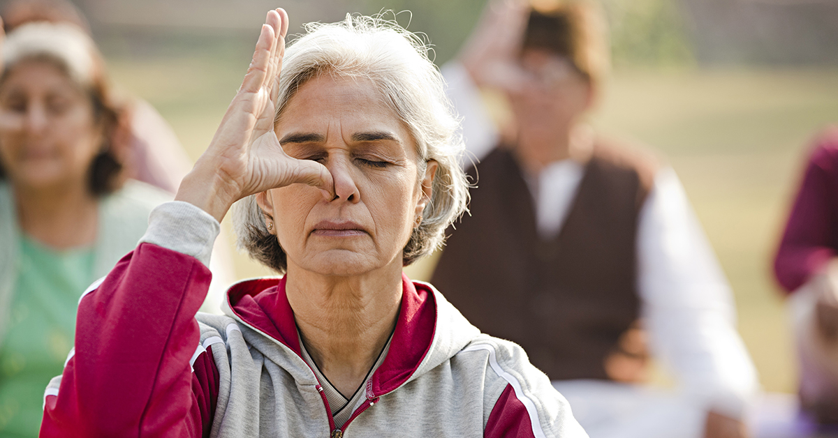 Yoga performed by senior citizen - Columbia Pacific
