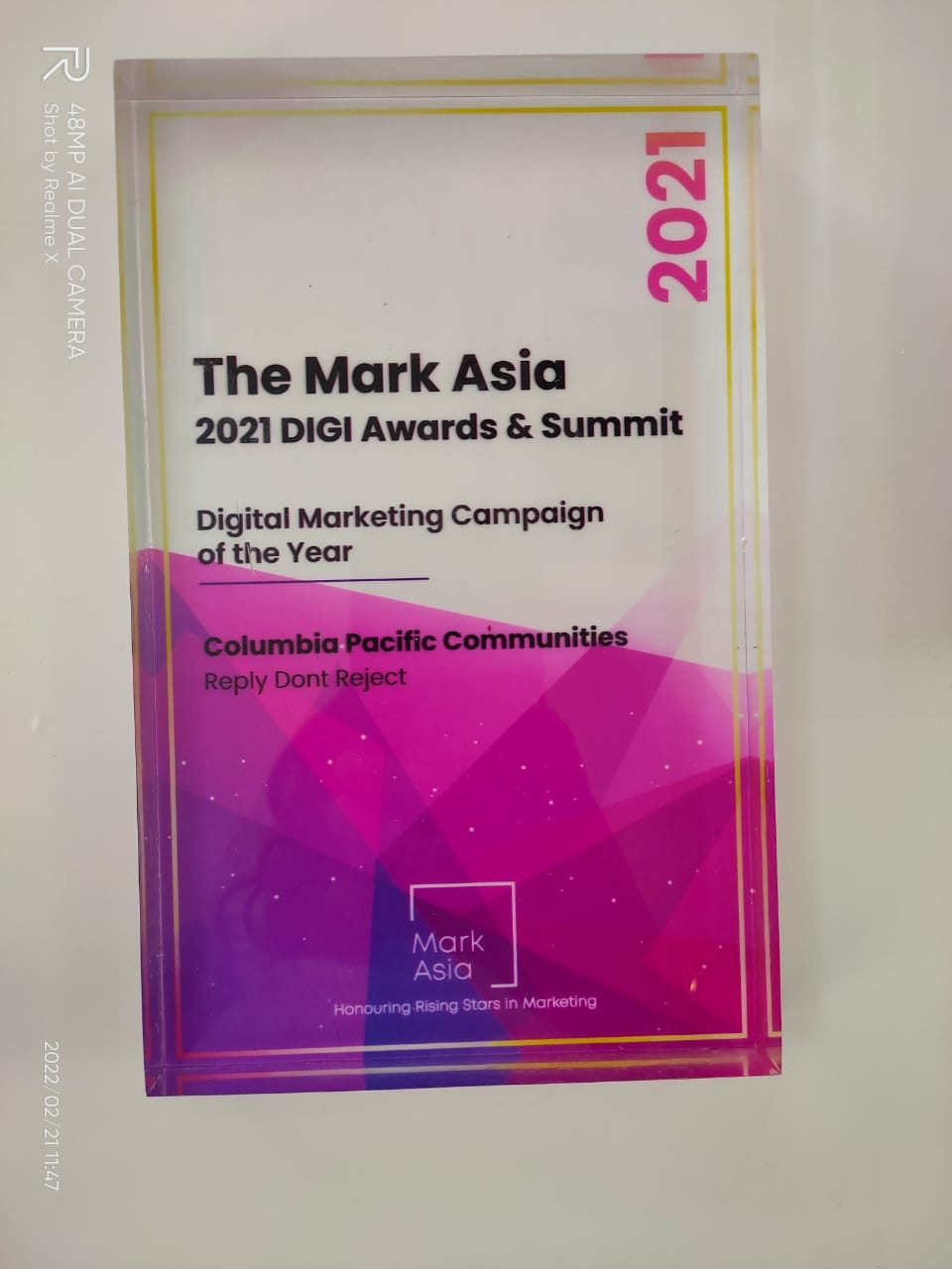 The Mark Asia video content marketing award - Columbia Pacific